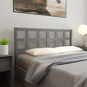 Grey Bed Headboard - Solid Pine Wood - 145.5x4x100 cm