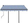 Manual Retractable Awning 3x2.5m - Blue & White | HipoMarket