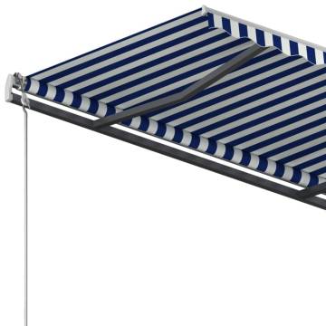 Manual Retractable Awning 3x2.5m - Blue & White | HipoMarket