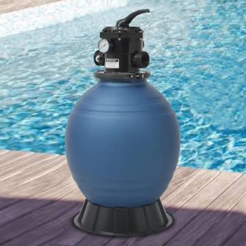 Pool Sand Filter with 6 Position Valve - 460 mm Blue