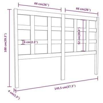 Grey Bed Headboard - Solid Pine Wood - 145.5x4x100 cm