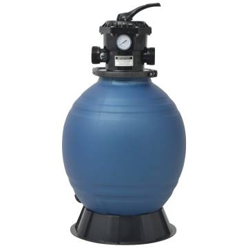 Pool Sand Filter with 6 Position Valve - 460 mm Blue