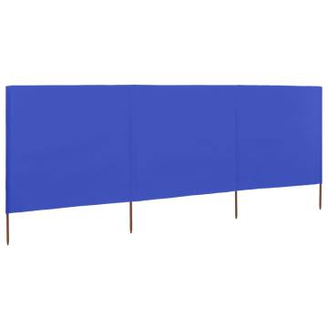 3-Panel Wind Screen Fabric 400x160 cm - Azure Blue