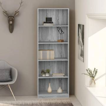 5-Tier Book Cabinet Grey Sonoma - Stylish & Versatile Storage