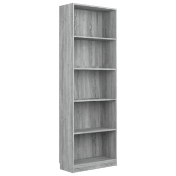 5-Tier Book Cabinet Grey Sonoma - Stylish & Versatile Storage