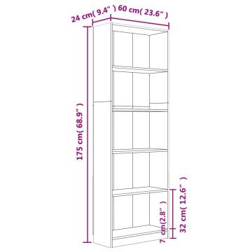 5-Tier Book Cabinet Grey Sonoma - Stylish & Versatile Storage