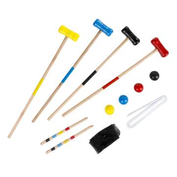 HI 18 Piece Wooden Croquet Game for 4 Players - Outdoor Fun