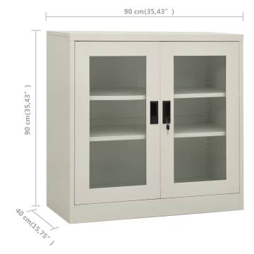 Light Grey Office Cabinet 90x40x90 cm - Durable Steel Design