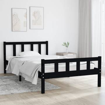 Black Solid Wood Bed Frame 100x200 cm - Classic Design