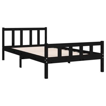 Black Solid Wood Bed Frame 100x200 cm - Classic Design