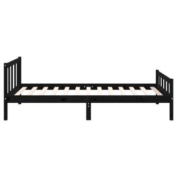 Black Solid Wood Bed Frame 100x200 cm - Classic Design