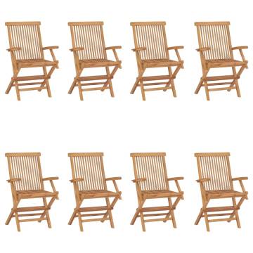 Folding Garden Chairs 8 pcs Solid Teak Wood | Hipomarket