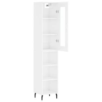 Stylish Highboard High Gloss White - 34.5x34x180 cm