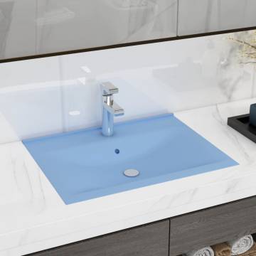 Luxury Light Blue Ceramic Basin 60x46 cm with Faucet Hole