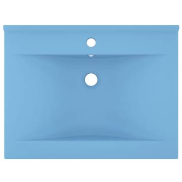 Luxury Light Blue Ceramic Basin 60x46 cm with Faucet Hole