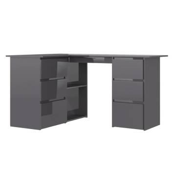 Corner Desk High Gloss Grey - Stylish & Functional Workstation