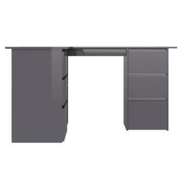 Corner Desk High Gloss Grey - Stylish & Functional Workstation