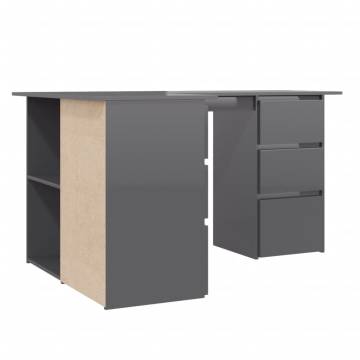 Corner Desk High Gloss Grey - Stylish & Functional Workstation