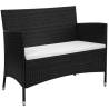 Garden Bench with Cushion - Stylish Poly Rattan Black