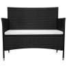 Garden Bench with Cushion - Stylish Poly Rattan Black