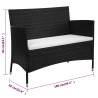 Garden Bench with Cushion - Stylish Poly Rattan Black