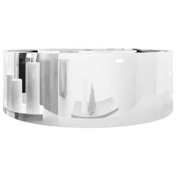 Ceramic Wash Basin with Overflow - 46.5x15.5 cm Silver