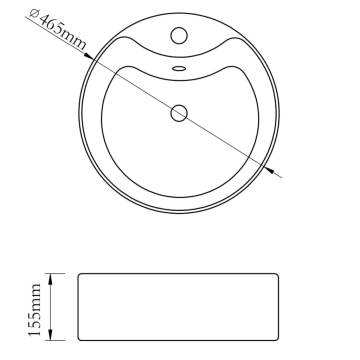 Ceramic Wash Basin with Overflow - 46.5x15.5 cm Silver