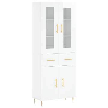 Stylish Highboard High Gloss White - 69.5x34x180 cm