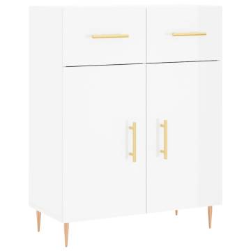 Stylish Highboard High Gloss White - 69.5x34x180 cm