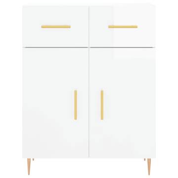 Stylish Highboard High Gloss White - 69.5x34x180 cm