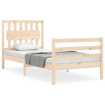 Solid Wood Single Bed Frame with Headboard | HipoMarket