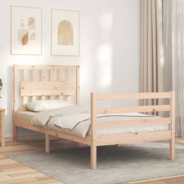 Solid Wood Single Bed Frame with Headboard | HipoMarket