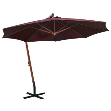 Bordeaux Red Hanging Parasol - 3.5x2.9m Solid Fir Wood