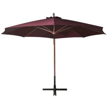 Bordeaux Red Hanging Parasol - 3.5x2.9m Solid Fir Wood