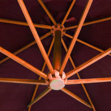 Bordeaux Red Hanging Parasol - 3.5x2.9m Solid Fir Wood