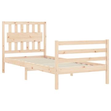 Solid Wood Single Bed Frame with Headboard | HipoMarket