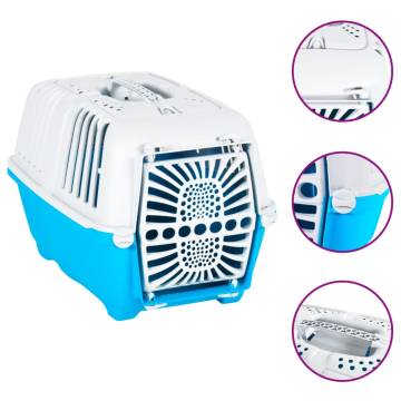 Durable White & Blue Pet Carrier - 55x36x36 cm | HipoMarket