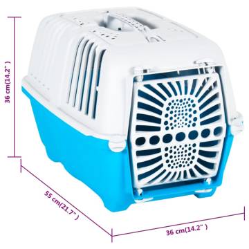 Durable White & Blue Pet Carrier - 55x36x36 cm | HipoMarket