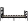 Black Bed Frame with Headboard 120x200 cm - Solid Wood