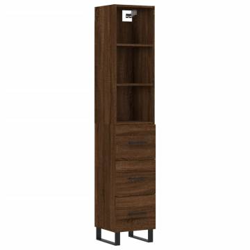 Elegant Highboard Brown Oak - 34.5x34x180 cm | Hipo Market