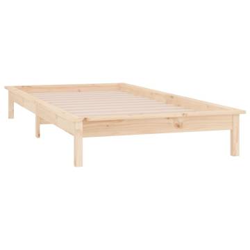 LED Bed Frame 100x200 cm | Solid Wood with RGB Lights