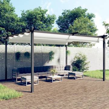 Garden Gazebo with Retractable Roof 4x3 m - Cream