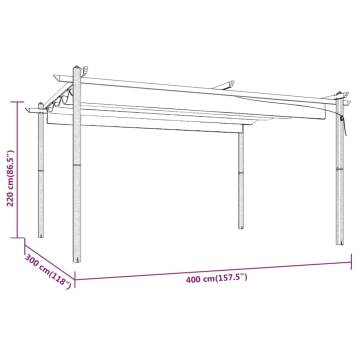 Garden Gazebo with Retractable Roof 4x3 m - Cream