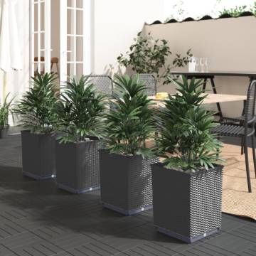 Black Planters Set of 4 - 30x30x37 cm Polypropylene