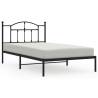 Elegant Metal Bed Frame with Headboard - Black 100x200 cm