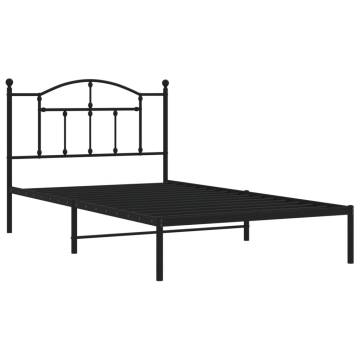 Elegant Metal Bed Frame with Headboard - Black 100x200 cm