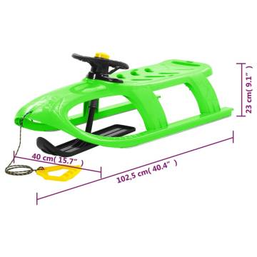 Sledge with Wheel Green - Durable & Fun for Kids