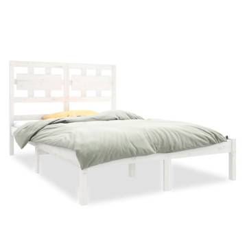 White Solid Wood Bed Frame 140x190 cm | HipoMarket