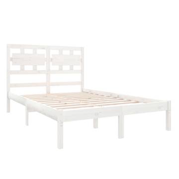 White Solid Wood Bed Frame 140x190 cm | HipoMarket