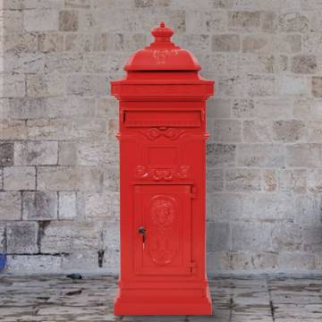 Vintage Red Aluminium Pillar Letterbox - Rustproof & Elegant